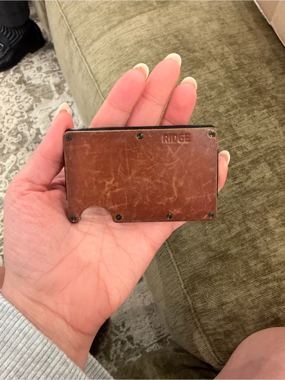 Ridge Slim Leather Card Wallet - Brown